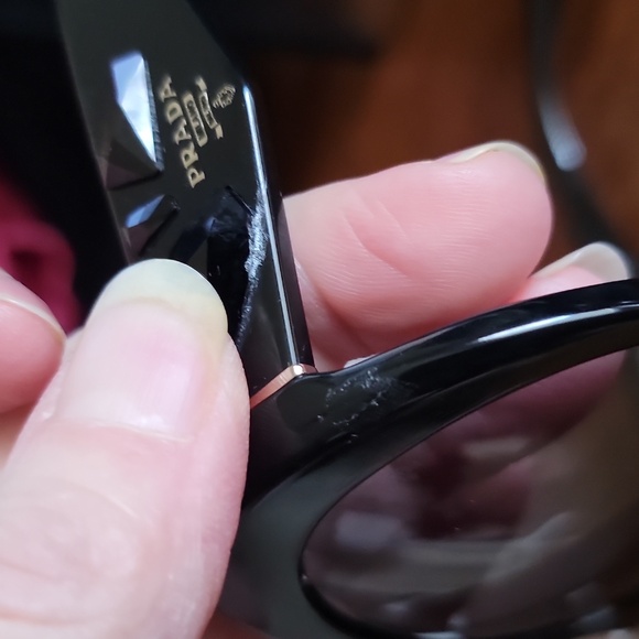 Prada Women's Black Oval Sunglasses With Black Jeweled Arms - Picture 5 of 16